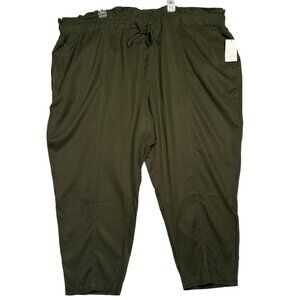 Universal Thread Women's Drawstring Tapered Olive Cropped Pants Size 26W P